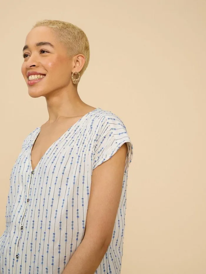 White Stuff SHIRTS and BLOUSES Rae Organic Cotton Vest Ivory Multi 8211 Women