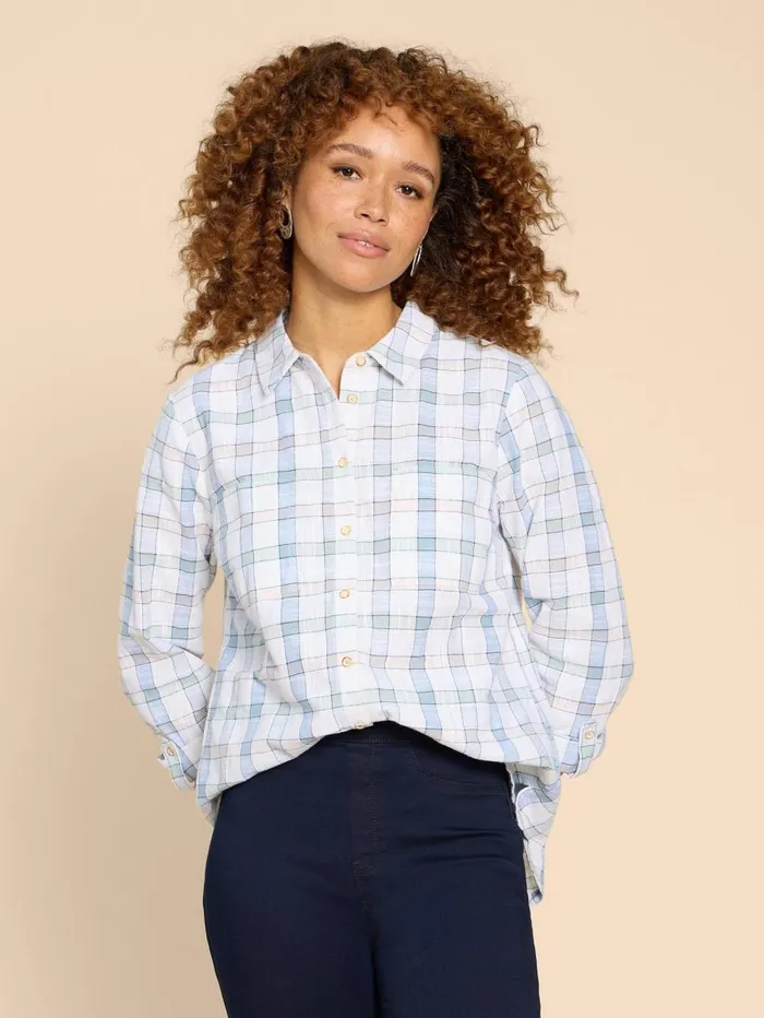 White Stuff SHIRTS and BLOUSES Sophie Organic Check Shirt Ivory Multi 8211 Women White Stuff SHIRTS and BLOUSES Sophie Organic Check Shirt Ivory Multi 8211 Women