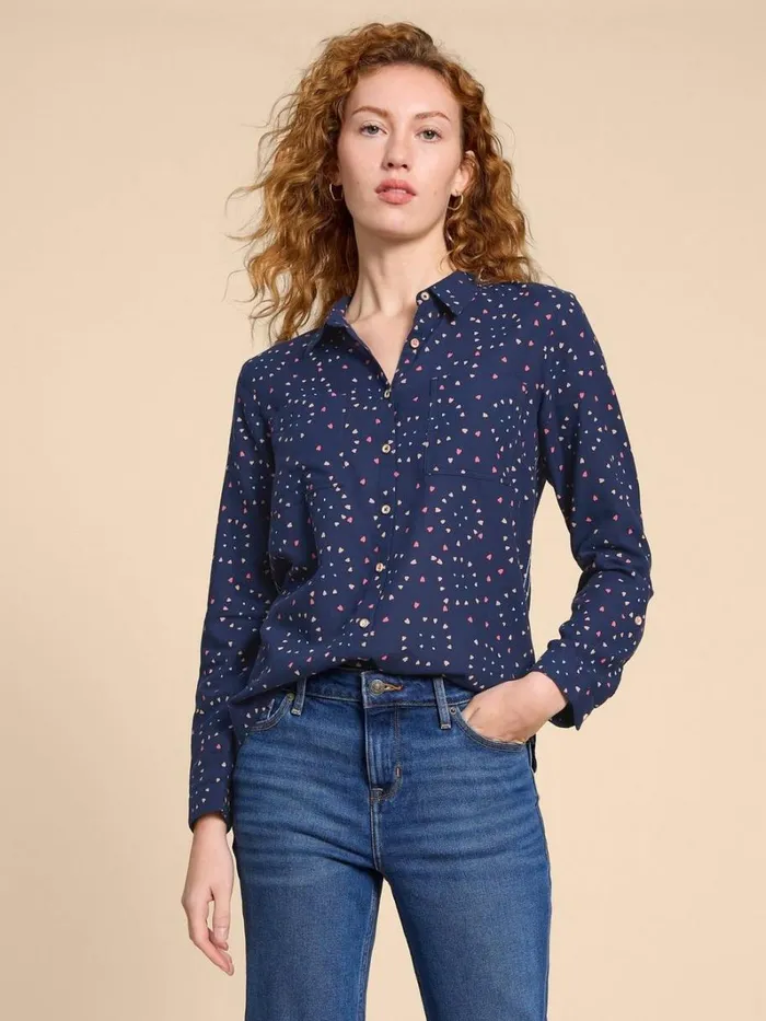 White Stuff SHIRTS and BLOUSES SOPHIE PRINTED ORGANIC SHIRT Navy Print 8211 Women White Stuff SHIRTS and BLOUSES SOPHIE PRINTED ORGANIC SHIRT Navy Print 8211 Women