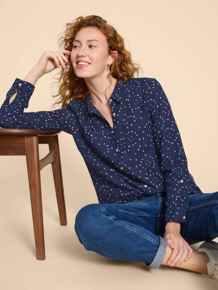 White Stuff SHIRTS and BLOUSES SOPHIE PRINTED ORGANIC SHIRT Navy Print 8211 Women White Stuff SHIRTS and BLOUSES SOPHIE PRINTED ORGANIC SHIRT Navy Print 8211 Women
