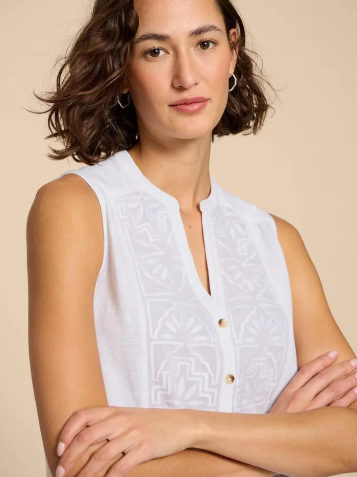White Stuff SHIRTS and BLOUSES TULIP JERSEY SLEEVELESS SHIRT Pale Ivory 8211 Women White Stuff SHIRTS and BLOUSES TULIP JERSEY SLEEVELESS SHIRT Pale Ivory 8211 Women