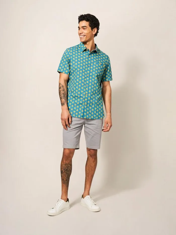 White Stuff SHIRTS Block Flower Printed SS Shirt Mint Green 8211 Men White Stuff SHIRTS Block Flower Printed SS Shirt Mint Green 8211 Men