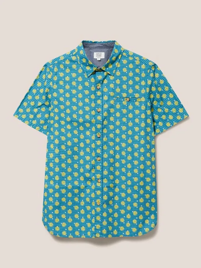 White Stuff SHIRTS Block Flower Printed SS Shirt Mint Green 8211 Men White Stuff SHIRTS Block Flower Printed SS Shirt Mint Green 8211 Men