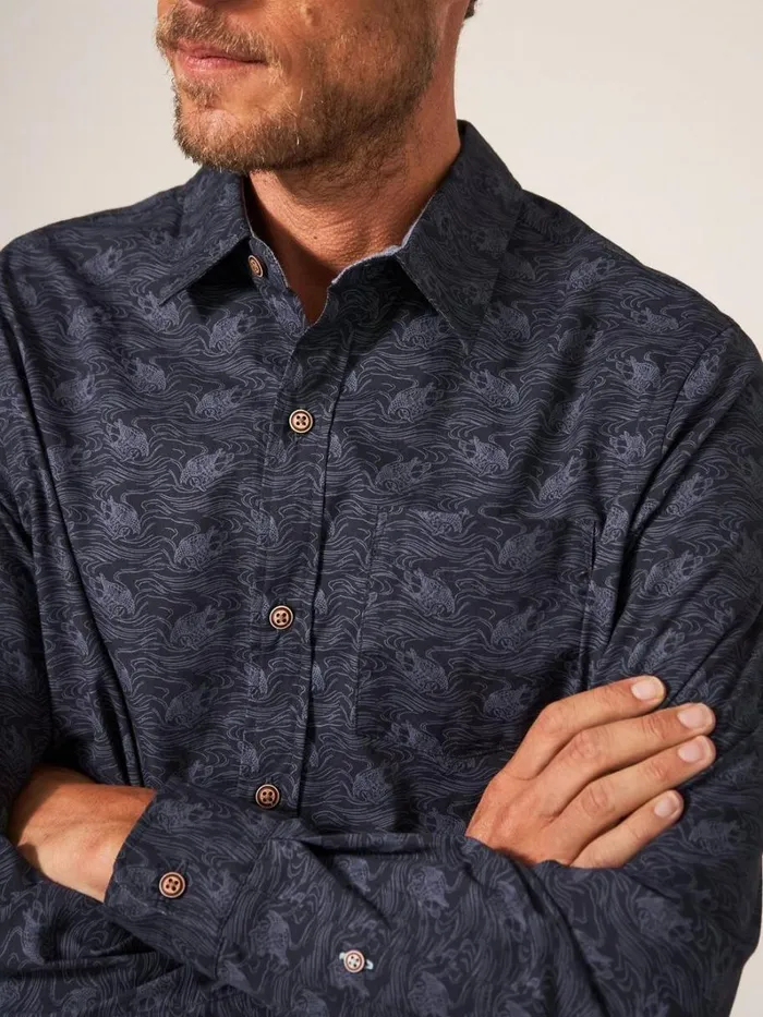White Stuff SHIRTS Duck Printed Shirt Dark Navy 8211 Men White Stuff SHIRTS Duck Printed Shirt Dark Navy 8211 Men