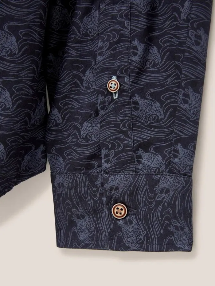 White Stuff SHIRTS Duck Printed Shirt Dark Navy 8211 Men White Stuff SHIRTS Duck Printed Shirt Dark Navy 8211 Men