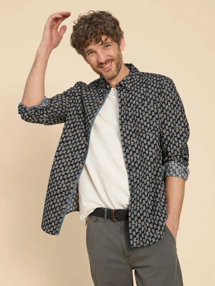 White Stuff SHIRTS Geo Floral Printed Shirt Navy Print 8211 Men White Stuff SHIRTS Geo Floral Printed Shirt Navy Print 8211 Men