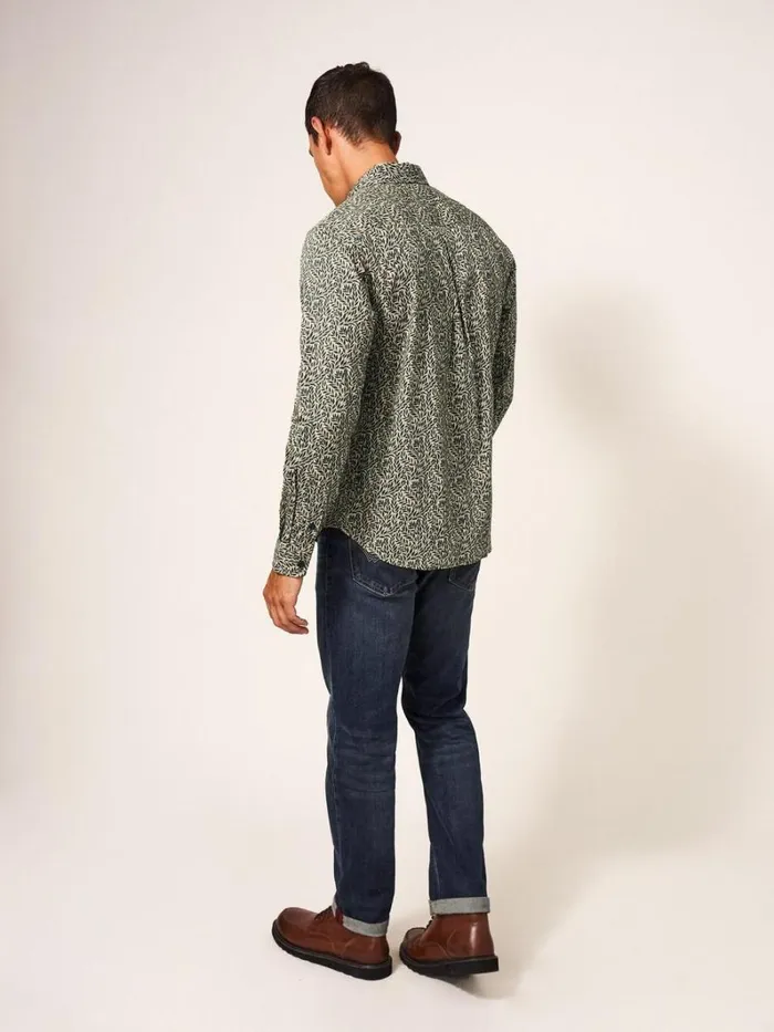 White Stuff SHIRTS Leaf Printed Shirt Dark Green 8211 Men White Stuff SHIRTS Leaf Printed Shirt Dark Green 8211 Men
