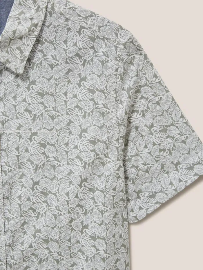White Stuff SHIRTS Leaf Printed Slim Fit Shirt Dusty Green 8211 Men White Stuff SHIRTS Leaf Printed Slim Fit Shirt Dusty Green 8211 Men