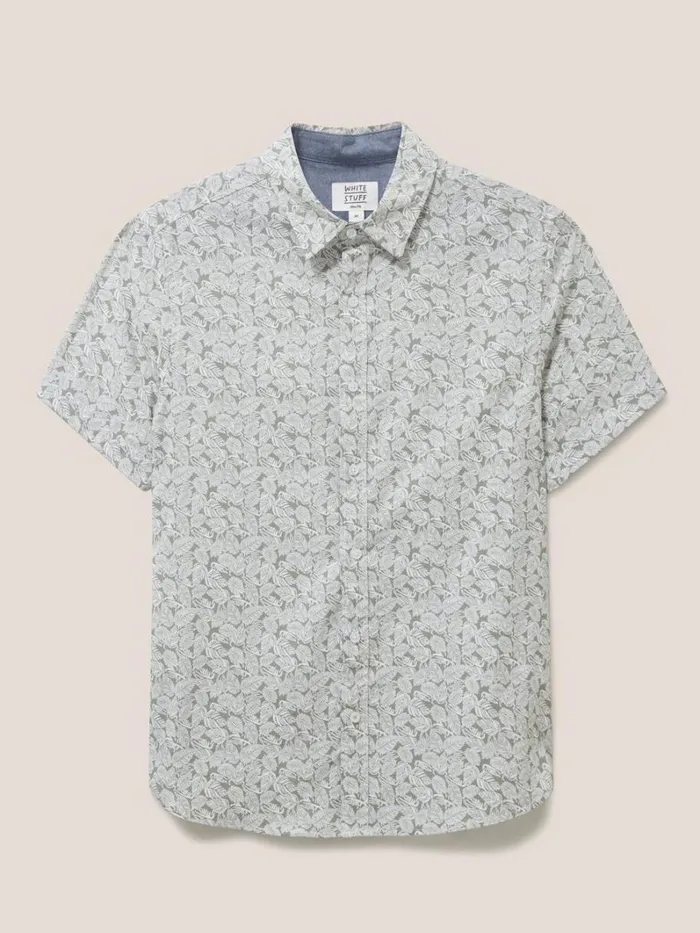 White Stuff SHIRTS Leaf Printed Slim Fit Shirt Dusty Green 8211 Men White Stuff SHIRTS Leaf Printed Slim Fit Shirt Dusty Green 8211 Men