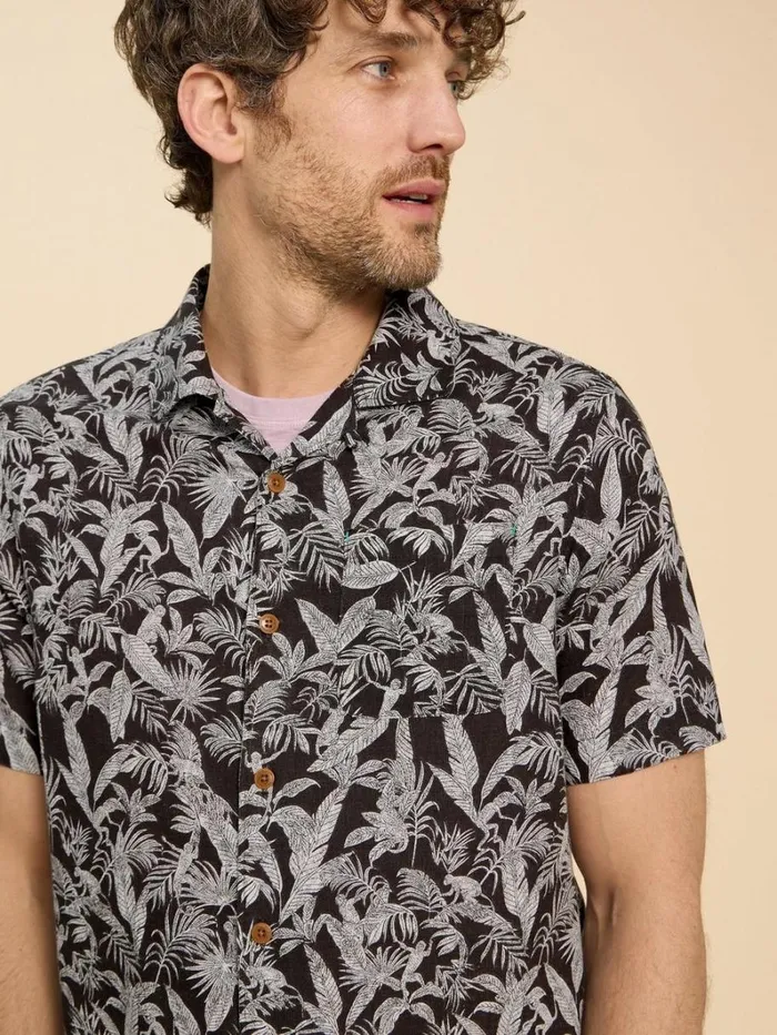 White Stuff SHIRTS Monkey Printed Shirt Black Print 8211 Men