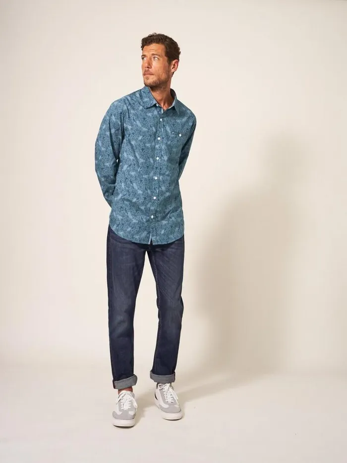 White Stuff SHIRTS Peacock Printed Classic Shirt Blue Print 8211 Men