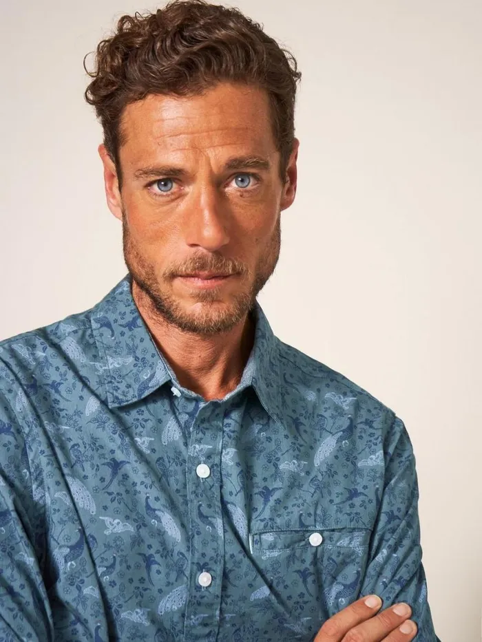 White Stuff SHIRTS Peacock Printed Classic Shirt Blue Print 8211 Men White Stuff SHIRTS Peacock Printed Classic Shirt Blue Print 8211 Men