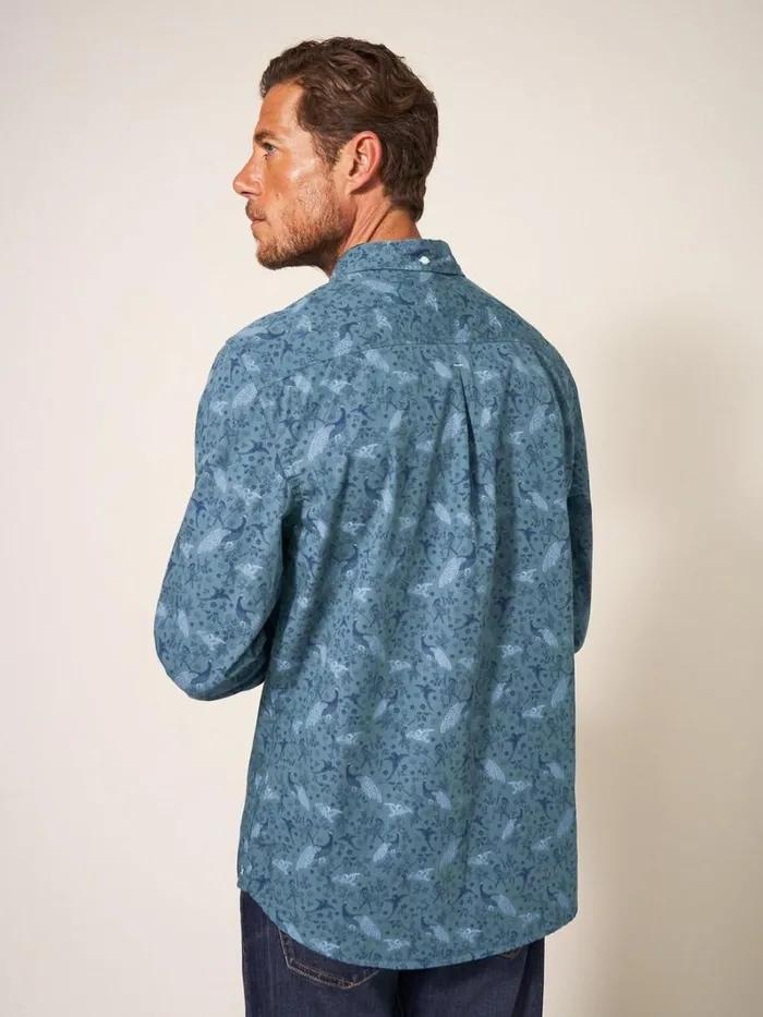 White Stuff SHIRTS Peacock Printed Classic Shirt Blue Print 8211 Men White Stuff SHIRTS Peacock Printed Classic Shirt Blue Print 8211 Men