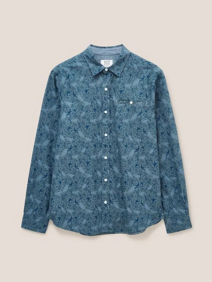 White Stuff SHIRTS Peacock Printed Classic Shirt Blue Print 8211 Men White Stuff SHIRTS Peacock Printed Classic Shirt Blue Print 8211 Men