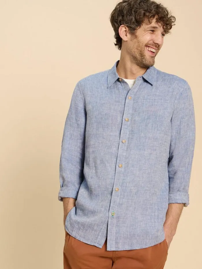White Stuff SHIRTS Pembroke LS Linen Shirt Chambray Blue 8211 Men White Stuff SHIRTS Pembroke LS Linen Shirt Chambray Blue 8211 Men