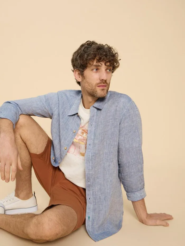 White Stuff SHIRTS Pembroke LS Linen Shirt Chambray Blue 8211 Men White Stuff SHIRTS Pembroke LS Linen Shirt Chambray Blue 8211 Men