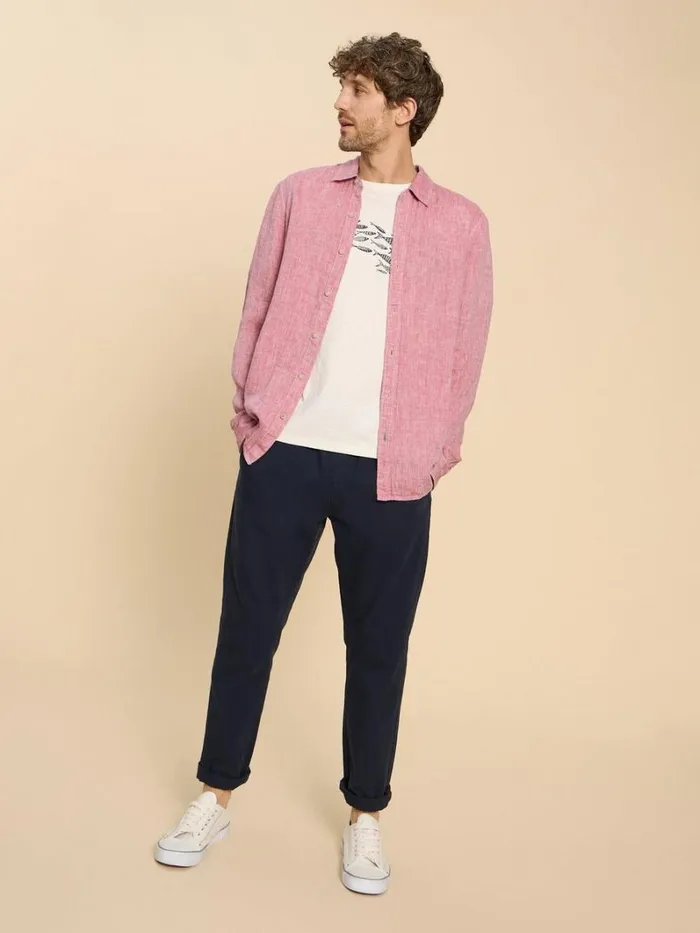White Stuff SHIRTS Pembroke LS Linen Shirt Mid Red 8211 Men