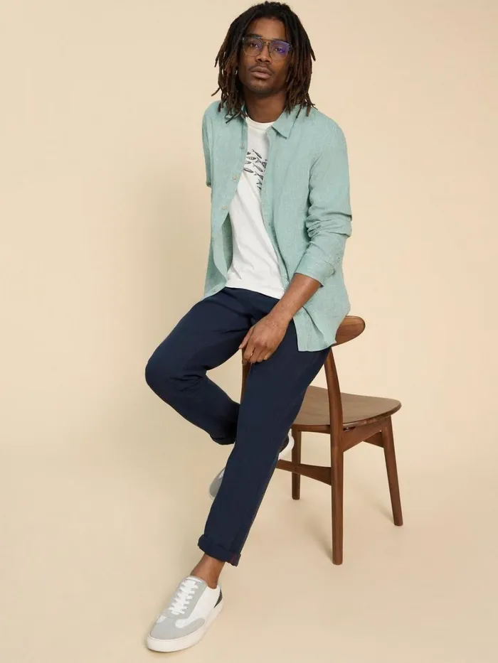 White Stuff SHIRTS Pembroke LS Linen Shirt Mint Green 8211 Men