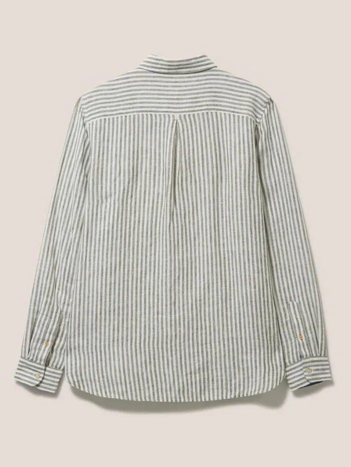 White Stuff SHIRTS Pembroke LS Stripe Linen Shirt Khaki Green 8211 Men White Stuff SHIRTS Pembroke LS Stripe Linen Shirt Khaki Green 8211 Men