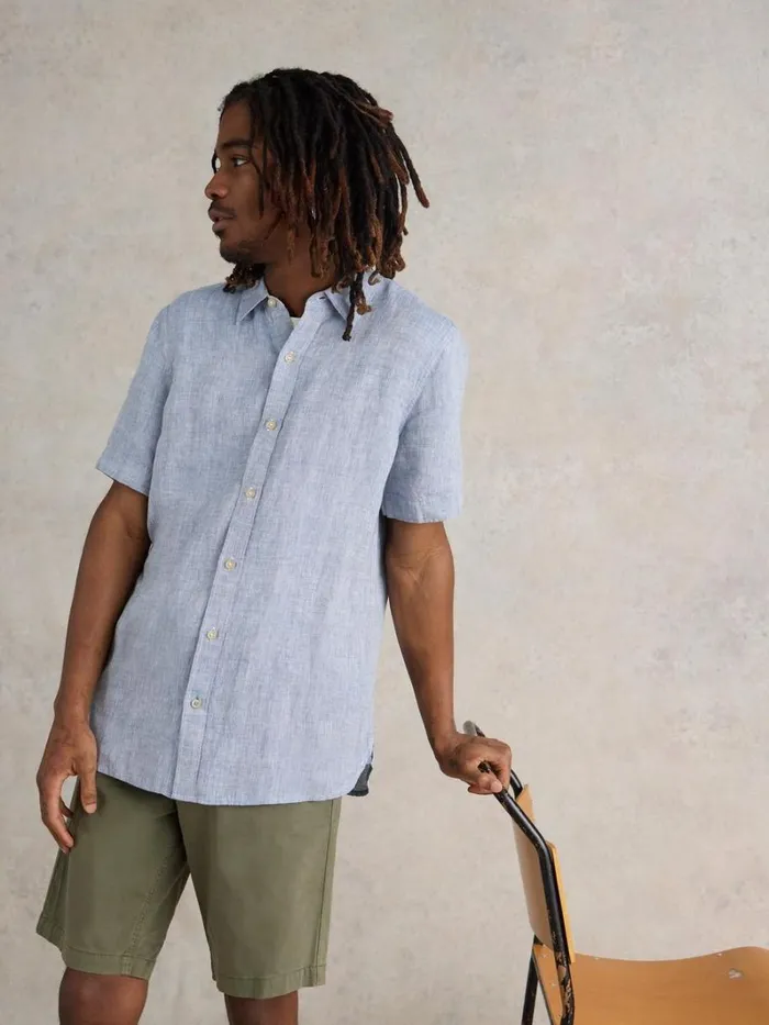 White Stuff SHIRTS Pembroke SS Linen Shirt Chambray Blue 8211 Men