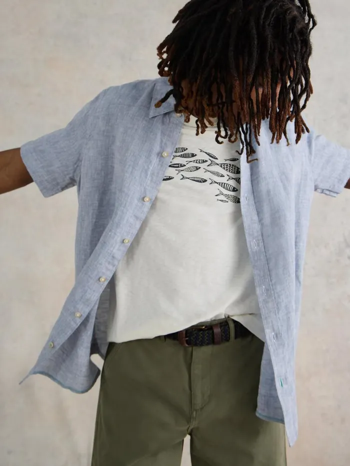 White Stuff SHIRTS Pembroke SS Linen Shirt Chambray Blue 8211 Men White Stuff SHIRTS Pembroke SS Linen Shirt Chambray Blue 8211 Men