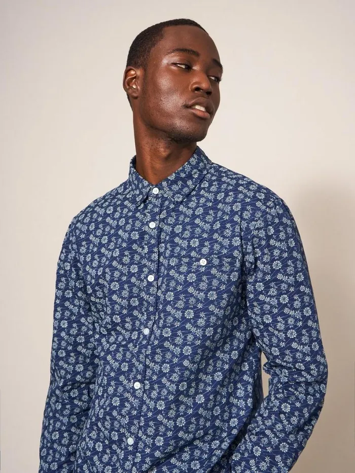 White Stuff SHIRTS Scattered Flower Printed Shirt Dark Navy 8211 Men