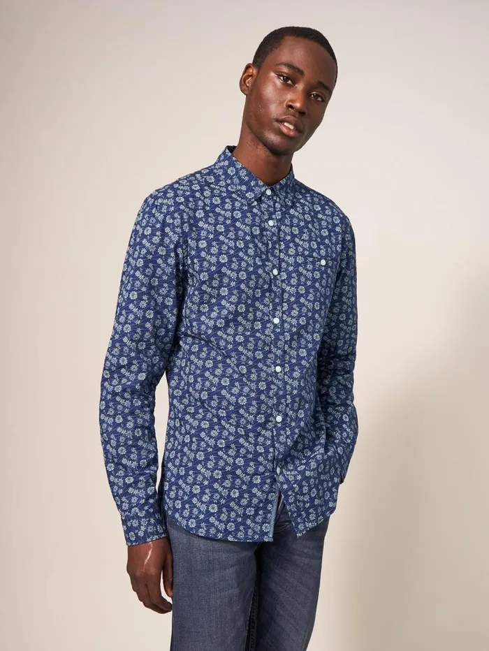 White Stuff SHIRTS Scattered Flower Printed Shirt Dark Navy 8211 Men White Stuff SHIRTS Scattered Flower Printed Shirt Dark Navy 8211 Men