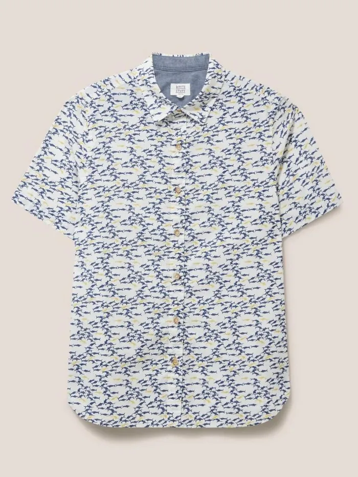 White Stuff SHIRTS Shark Printed Shirt White Multi 8211 Men White Stuff SHIRTS Shark Printed Shirt White Multi 8211 Men