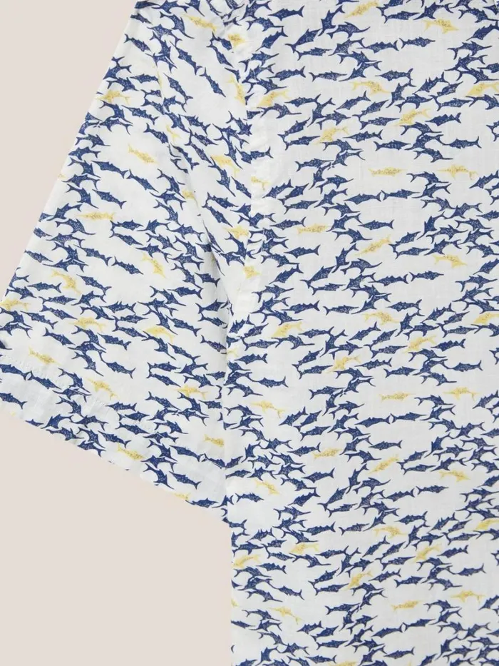 White Stuff SHIRTS Shark Printed Shirt White Multi 8211 Men White Stuff SHIRTS Shark Printed Shirt White Multi 8211 Men