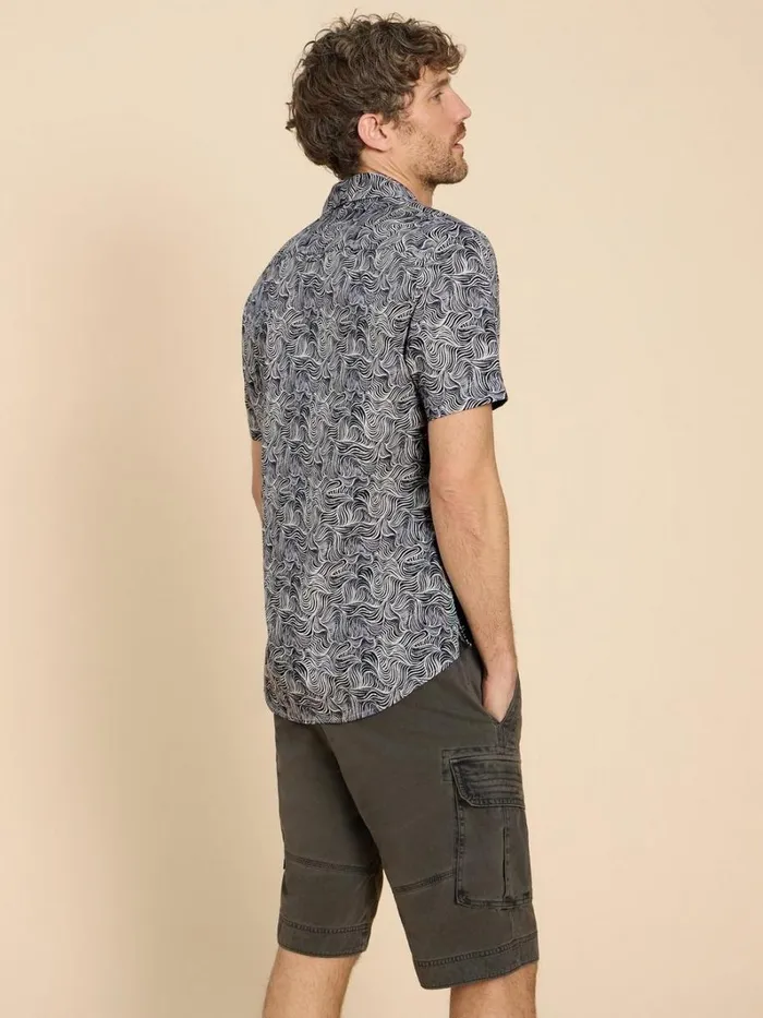White Stuff SHIRTS Waves Printed SS Shirt Navy Print 8211 Men White Stuff SHIRTS Waves Printed SS Shirt Navy Print 8211 Men