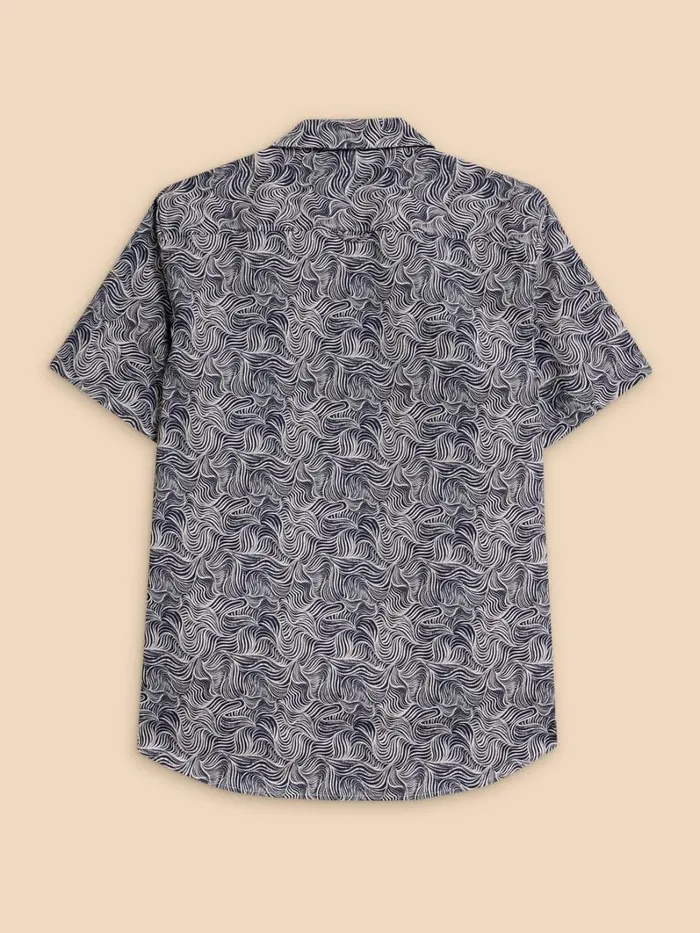 White Stuff SHIRTS Waves Printed SS Shirt Navy Print 8211 Men White Stuff SHIRTS Waves Printed SS Shirt Navy Print 8211 Men