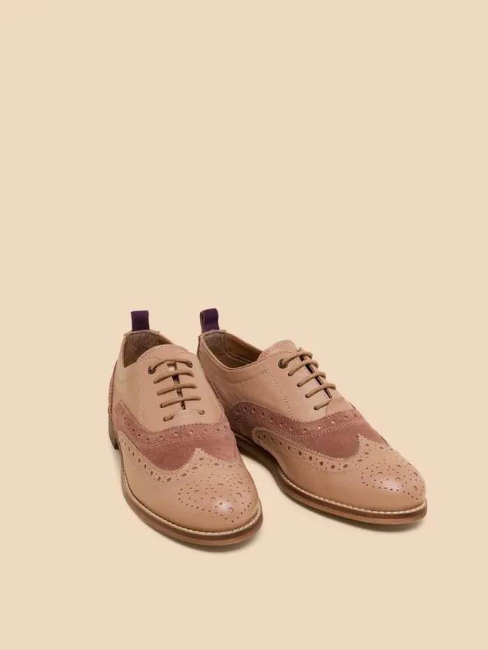 White Stuff SHOES Thistle Lace Up Leather Brogue Mid Pink 8211 Women