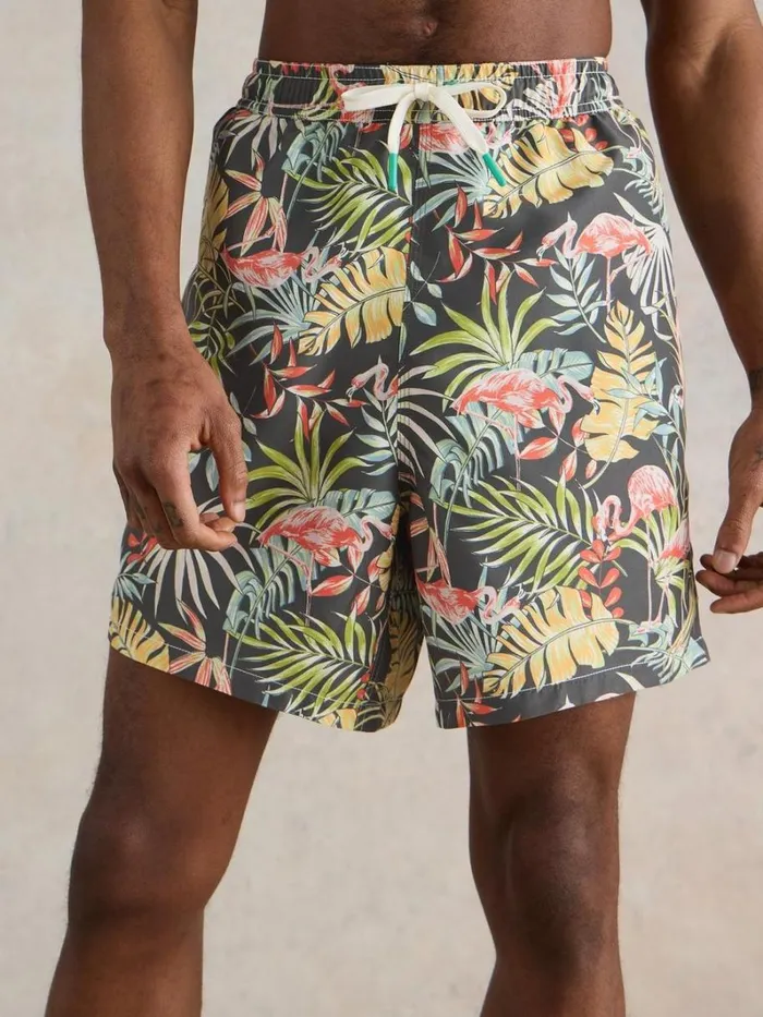White Stuff SHORTS Flamingo Swimshort Black Print 8211 Men