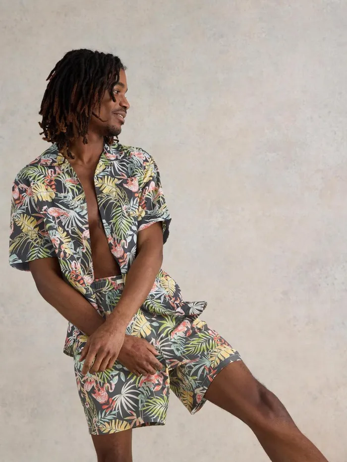 White Stuff SHORTS Flamingo Swimshort Black Print 8211 Men White Stuff SHORTS Flamingo Swimshort Black Print 8211 Men