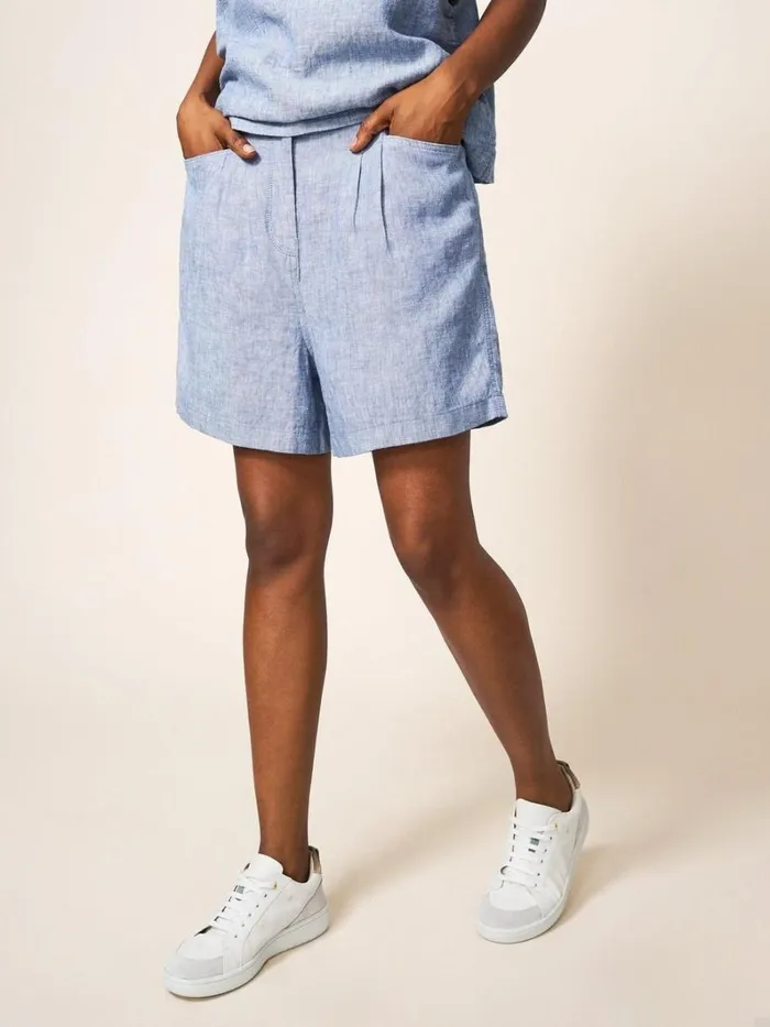 White Stuff SHORTS Rowena Linen Short Chambray Blue 8211 Women