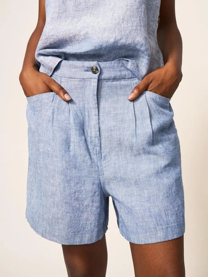 White Stuff SHORTS Rowena Linen Short Chambray Blue 8211 Women White Stuff SHORTS Rowena Linen Short Chambray Blue 8211 Women