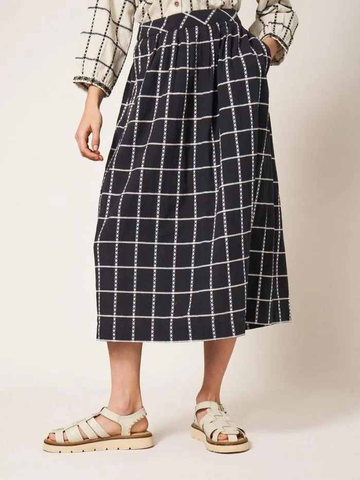 White Stuff SKIRTS Anya Check Midi Skirt Black Multi 8211 Women