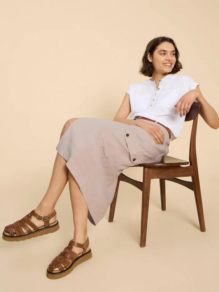 White Stuff SKIRTS Arabella Linen Blend Skirt Light Natural 8211 Women
