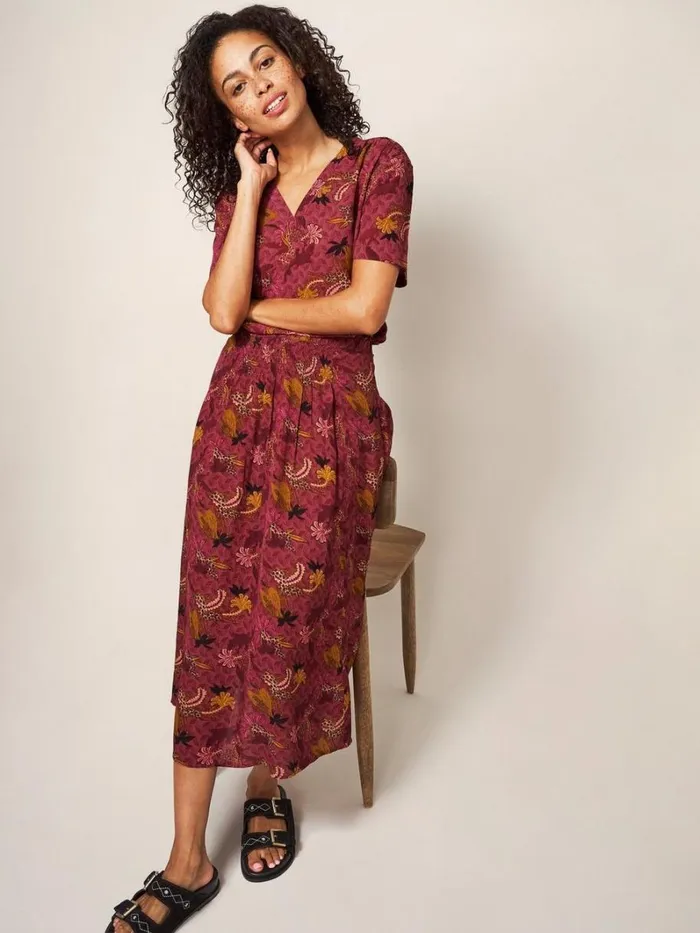 White Stuff SKIRTS Aubree Midi Skirt Plum Multi 8211 Women