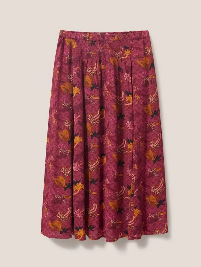 White Stuff SKIRTS Aubree Midi Skirt Plum Multi 8211 Women White Stuff SKIRTS Aubree Midi Skirt Plum Multi 8211 Women