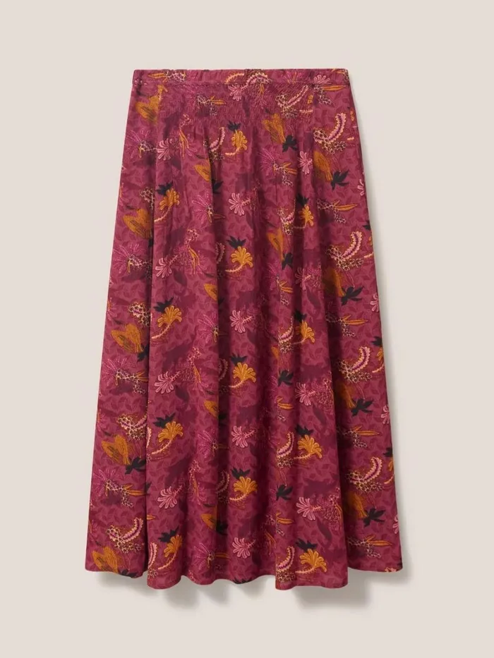 White Stuff SKIRTS Aubree Midi Skirt Plum Multi 8211 Women White Stuff SKIRTS Aubree Midi Skirt Plum Multi 8211 Women
