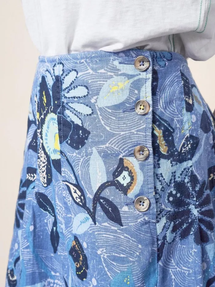 White Stuff SKIRTS Ciara Linen Skirt Blue Multi 8211 Women White Stuff SKIRTS Ciara Linen Skirt Blue Multi 8211 Women