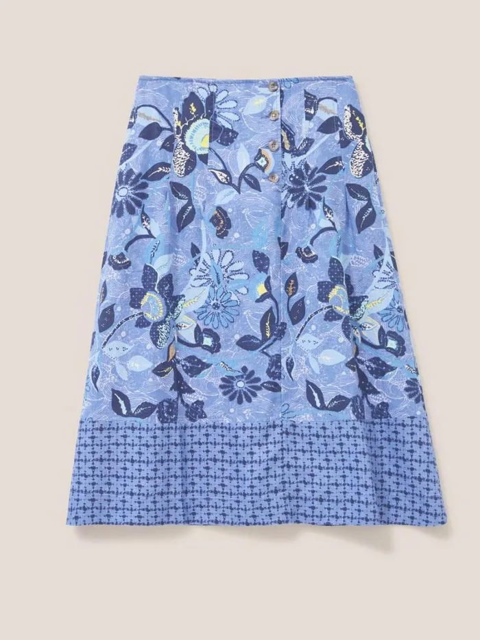 White Stuff SKIRTS Ciara Linen Skirt Blue Multi 8211 Women White Stuff SKIRTS Ciara Linen Skirt Blue Multi 8211 Women