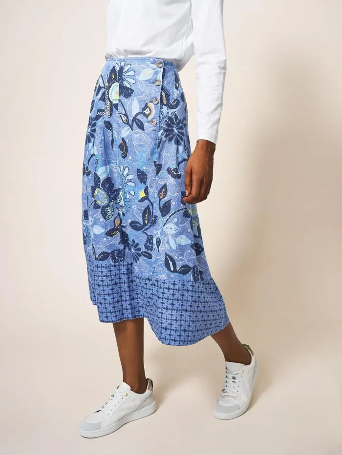 White Stuff SKIRTS Ciara Linen Skirt Blue Multi 8211 Women White Stuff SKIRTS Ciara Linen Skirt Blue Multi 8211 Women