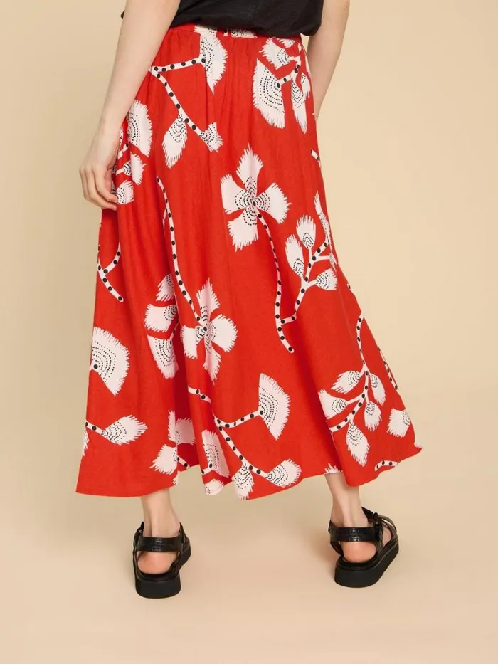 White Stuff SKIRTS Clemence Linen Blend Skirt Red Print 8211 Women White Stuff SKIRTS Clemence Linen Blend Skirt Red Print 8211 Women