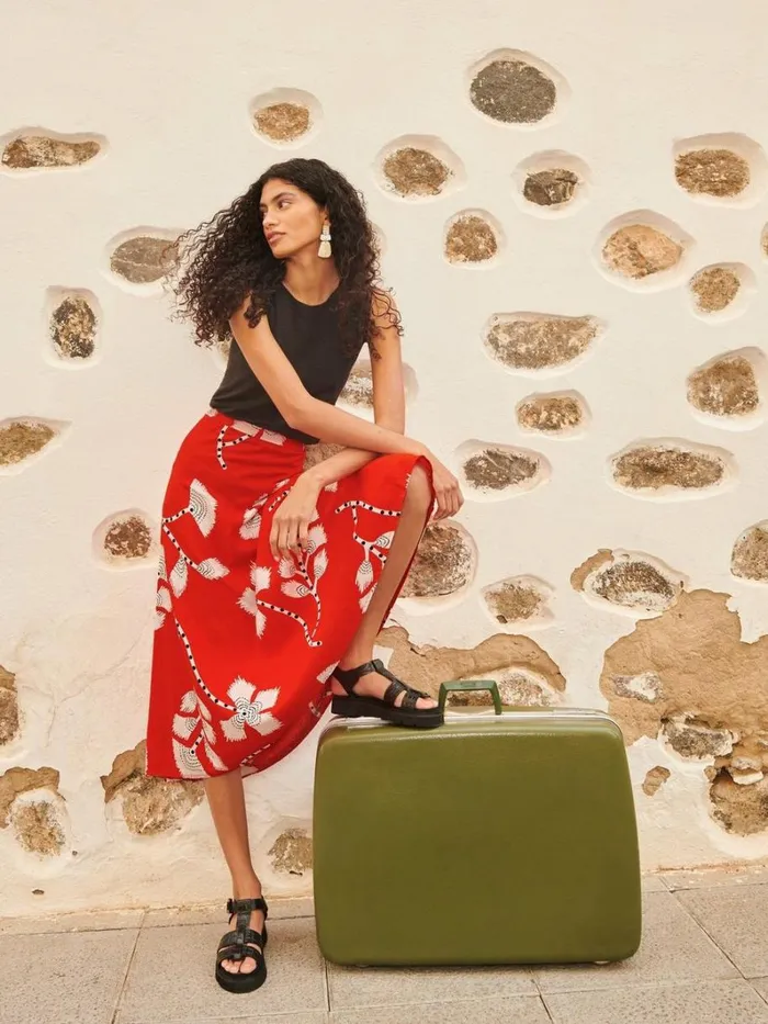 White Stuff SKIRTS Clemence Linen Blend Skirt Red Print 8211 Women White Stuff SKIRTS Clemence Linen Blend Skirt Red Print 8211 Women