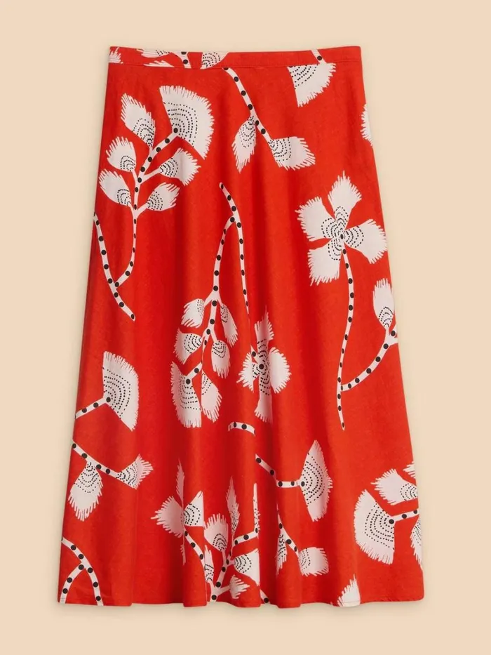White Stuff SKIRTS Clemence Linen Blend Skirt Red Print 8211 Women White Stuff SKIRTS Clemence Linen Blend Skirt Red Print 8211 Women