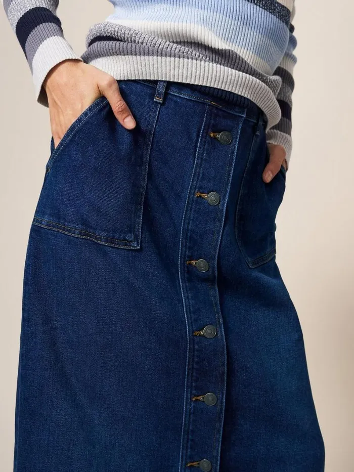 White Stuff SKIRTS Colleen Denim Midi Skirt Dk Denim 8211 Women