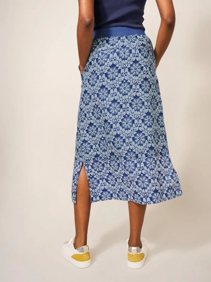 White Stuff SKIRTS Effie Linen Skirt Blue Multi 8211 Women White Stuff SKIRTS Effie Linen Skirt Blue Multi 8211 Women