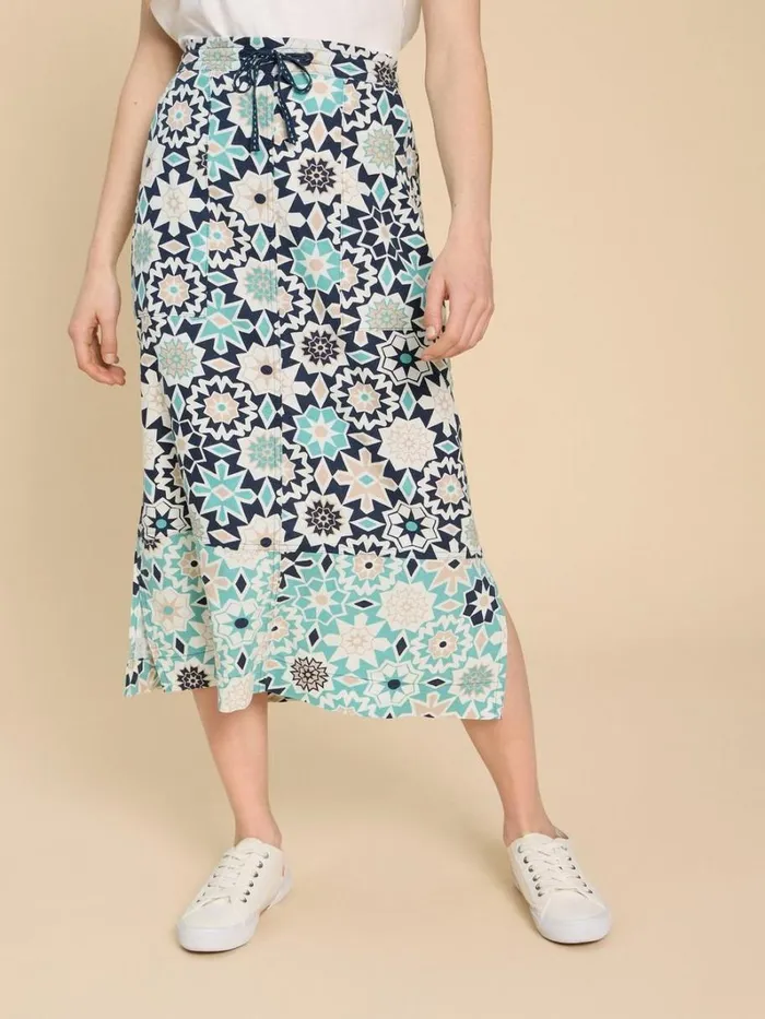 White Stuff SKIRTS Elle Linen Blend Skirt Navy Print 8211 Women White Stuff SKIRTS Elle Linen Blend Skirt Navy Print 8211 Women
